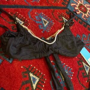 BEACH BUNNY CODY BRALETTE TOP LARGE LEOPARD PRINT CHAIN NWT BIKINI